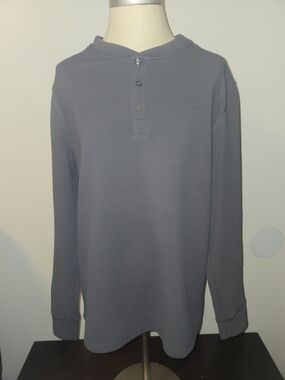 Nwt Men's Thomas Sterling Waffle Knit Button- Up Shirt Charcoal Size Small
